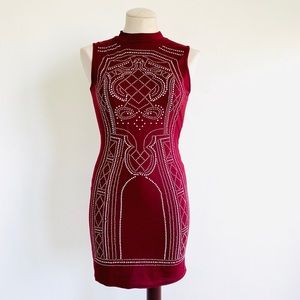 Red Mock Neck Bodycon Dress